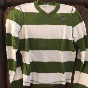 Green and white striped long sleeve tee from A&F